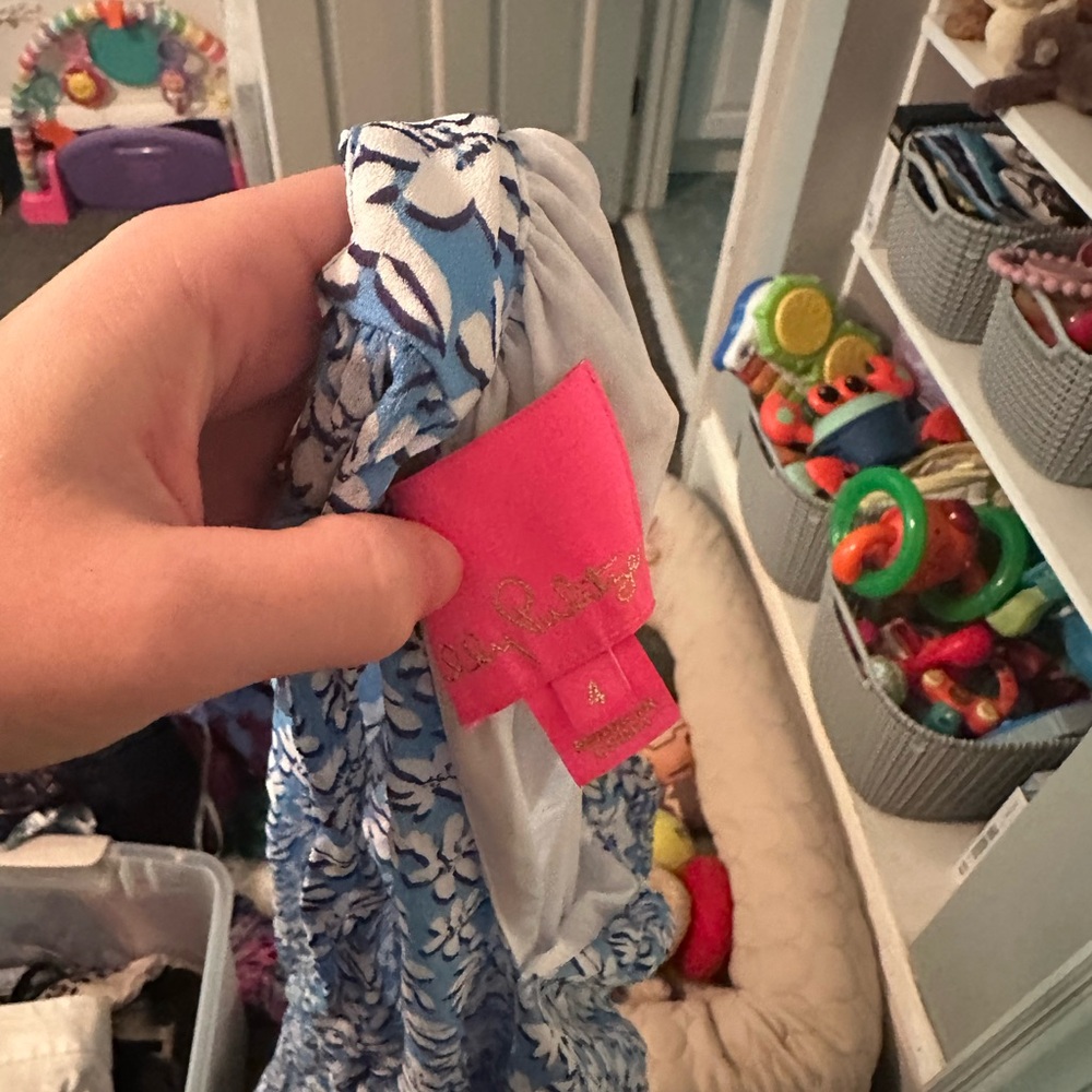 Lilly Pulitzer Blue Floral Long Sleeve Dress - Picture 3 of 3
